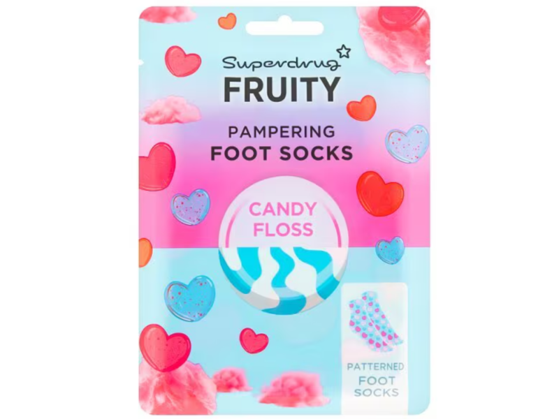 Superdrug Fruity Pampering Foot Socks, Candy Floss, 1 Pair