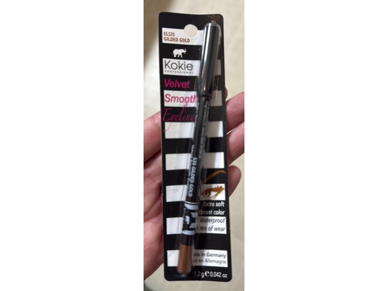 Kokie Professional Waterproof Velvet Smooth Eyeliner Pencil, Gilded Gold, 0.04 oz/1.2 g
