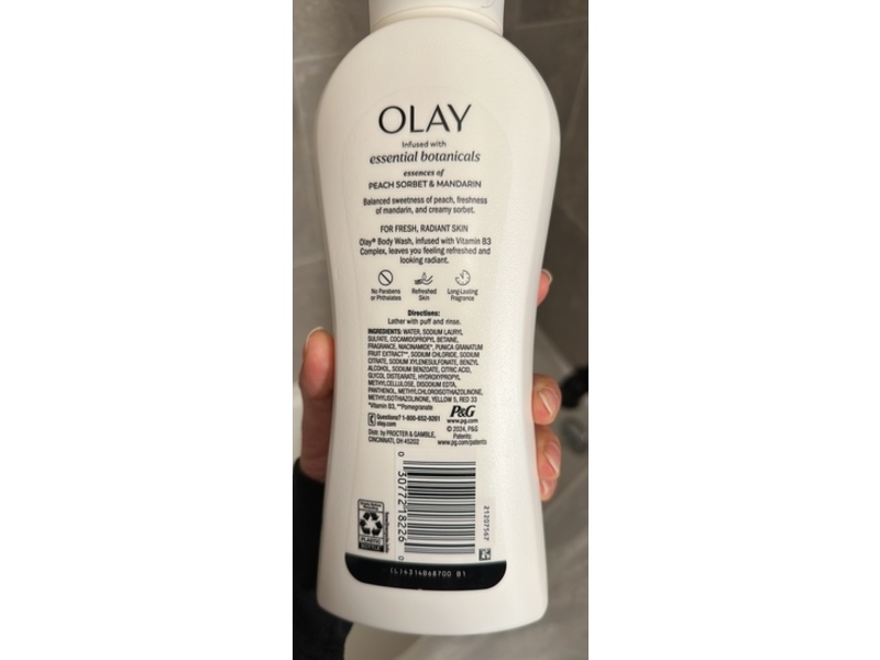 Olay Body Wash, Peach Sorbet & Mandarin, 23.6 fl oz/700 mL