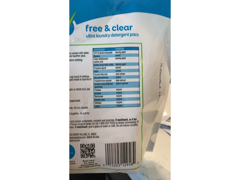 Simply Done Ultra Laundry Detergent Pacs, Free & Clear, 14 oz/400 g, 20 Count