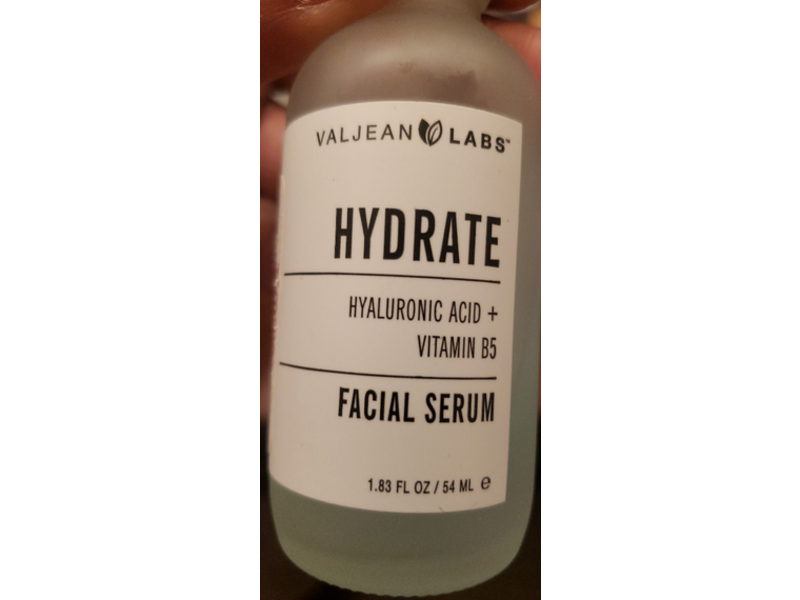 Valjean Labs Hydrate Facial Serum, Hyaluronic Acid + Vitamin B5, 1.83 fl oz/54 mL