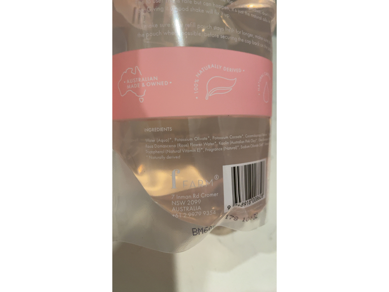 Freshwater Farm Hand Wash, Rosewater & Pink Clay, 1 L