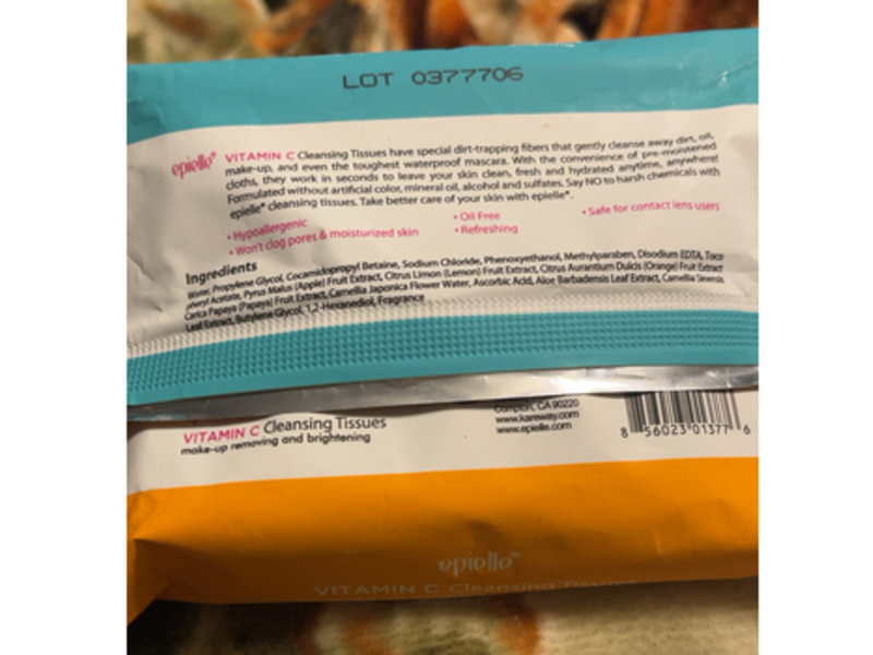 Epielle Make-UP Remover Cleansing Tissues, Vitamin C, 30 Count