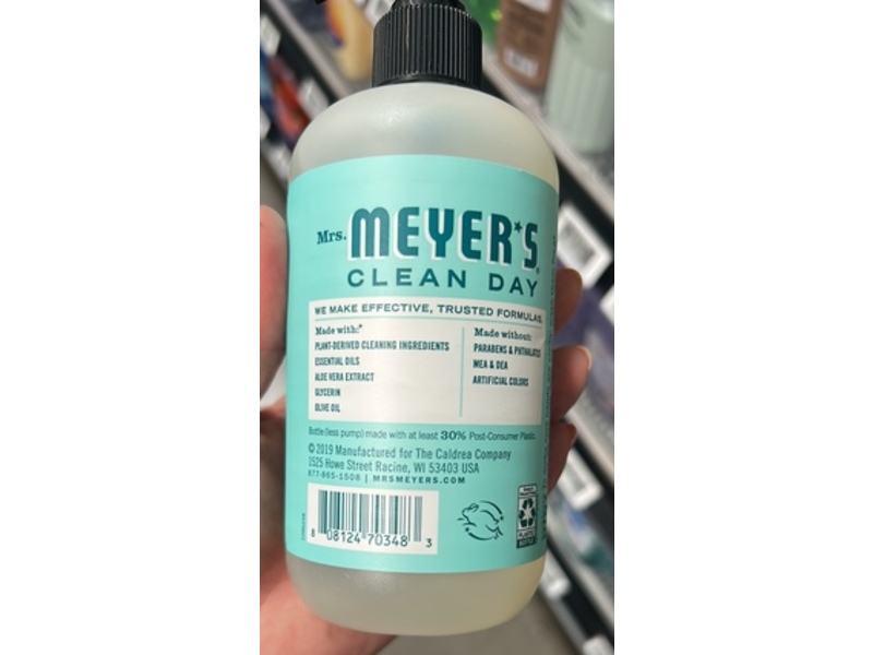 Mrs. Meyer's Clean Day Hand Soap, Mint Scent, 12.5 fl oz/370 mL