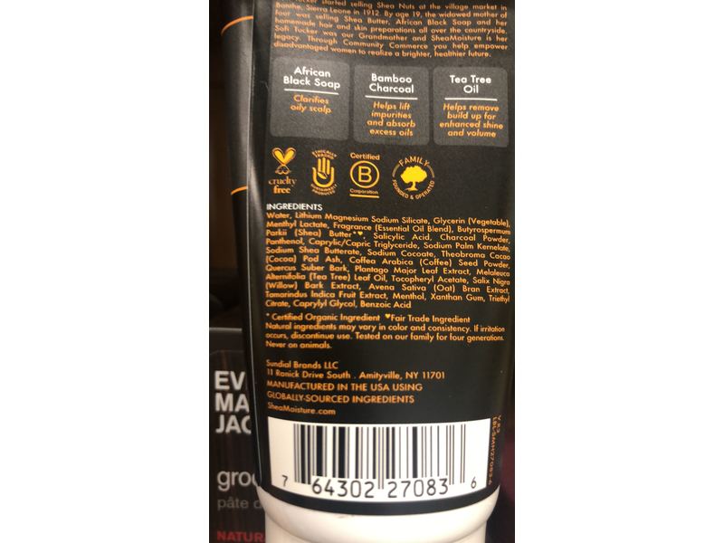 Shea Moisture African Black Soap Bamboo Charcoal Pre-Shampoo Scalp Scrub, 4 oz/113 g