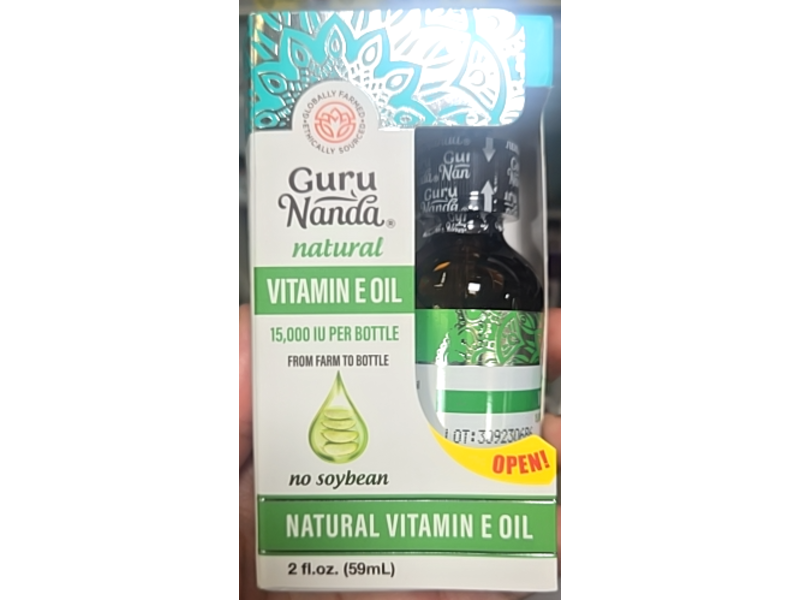 Guru Nanda Natural Vitamin E Oil, 2 fl oz/59 mL