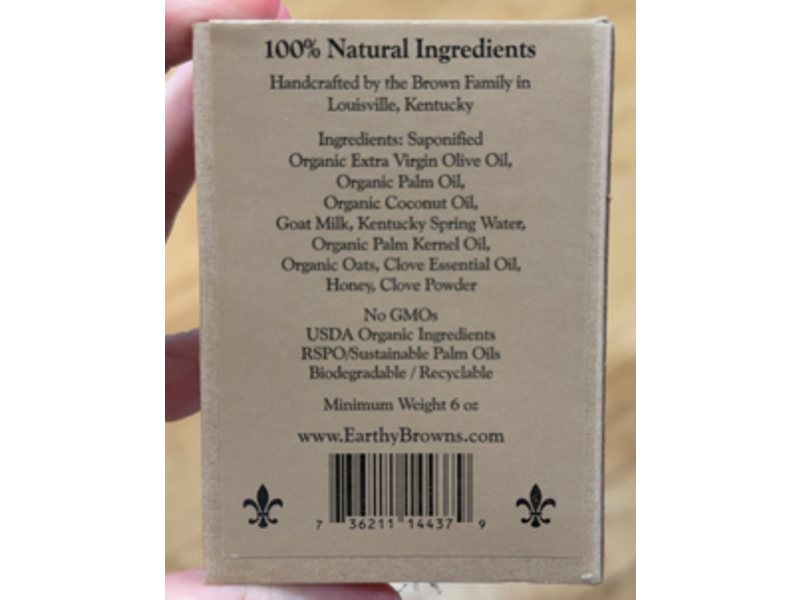Earthy Browns Olive Oil Soap, Clove Goat Milk Scrub, 6 oz