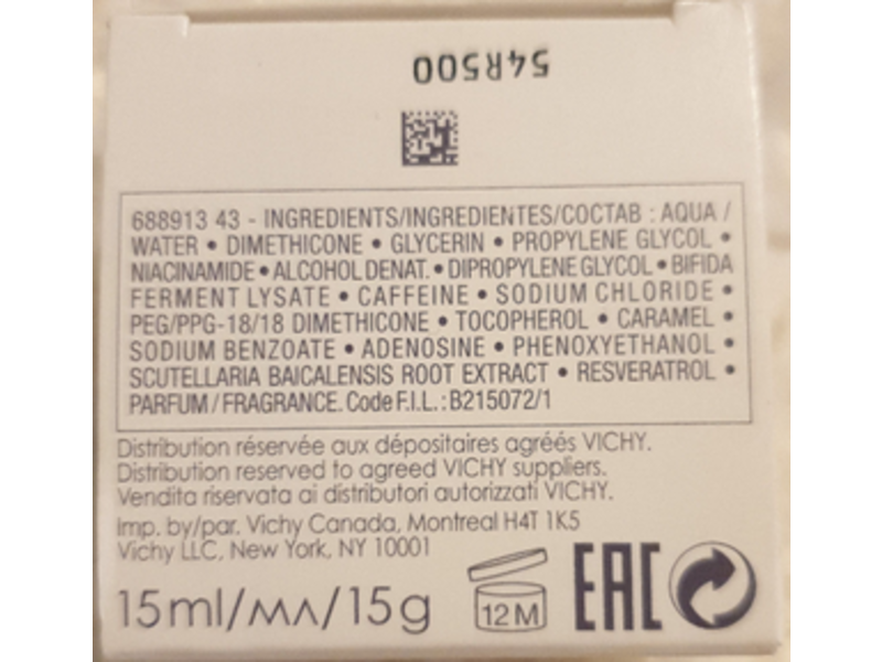 Vichy Laboratories Slow Age Night Fresh Cream & Mask, 0.51 fl oz/15 mL