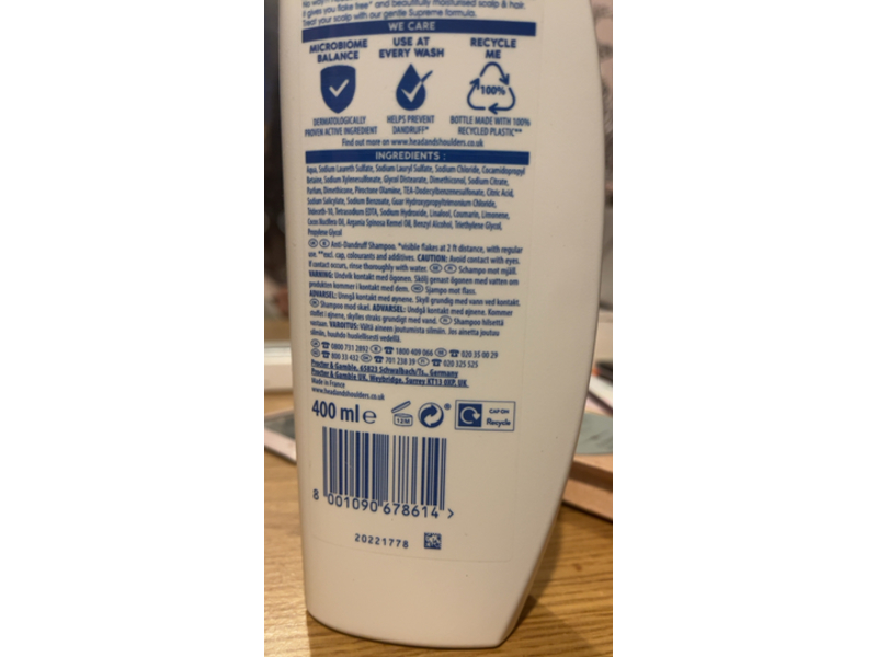 Head & Shoulders Anti-Dandruff Shampoo, Supreme Moisture, 400 mL