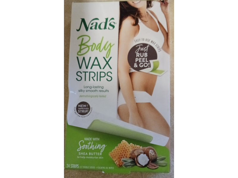 Nad's Body Wax Strips, Soothing Shea Butter, 24 Count
