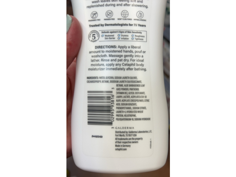 Cetaphil Ultra Gentle Body Wash, Dry to Normal,16.9 fl oz|500 mL, Pack Of 3