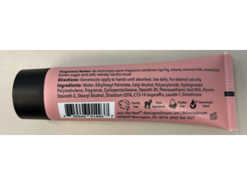 Dionis Goat Milk Hand Cream, Vanilla Fig, 1 oz/28 g