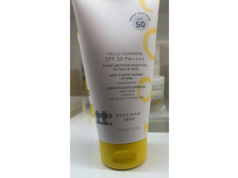 Beekman 1802 Hello Sunshine Sunscreen, SPF 50 PA ++++, 5 fl oz/147.8 mL