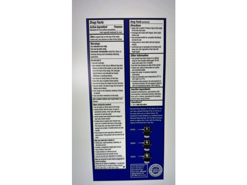 Taro Minoxidil Topical Aerosol Hair Regrowth Treatment, Unscented, 2.11 oz/60 g