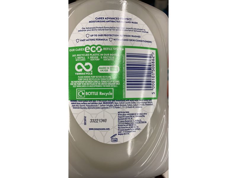 Carex Advanced Antibacterial Moisturizing Hand Wash, 500 mL, Pack Of 6