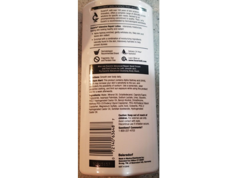 Eucerin Intensive Repair Lotion, Very Dry, Flaky Skin, 21 fl oz/625 mL