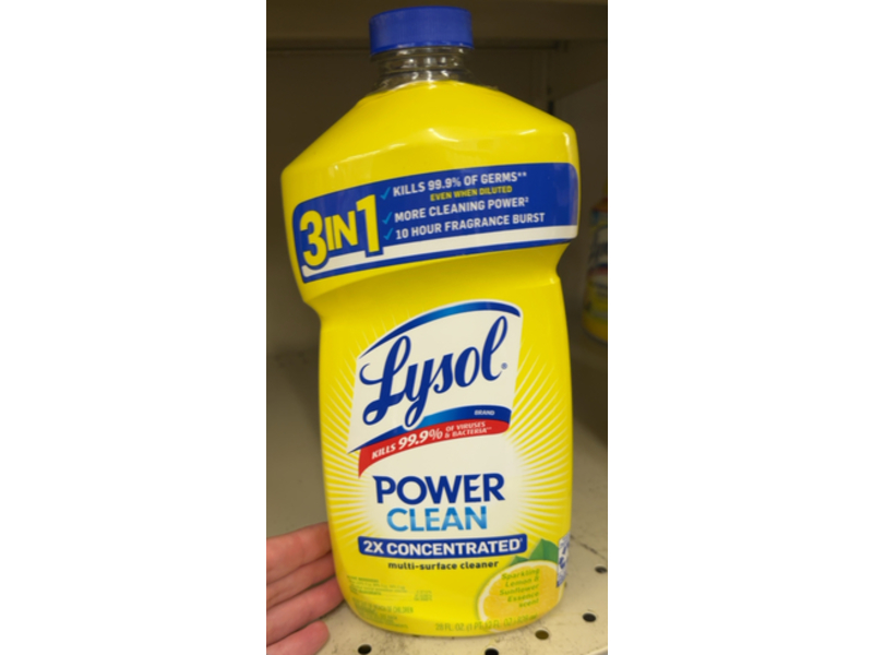 Lysol 3 In 1 Power Clean 2x Concentrated Multi-Surface Cleaner, Sparkling Lemon & Sunflower Essence, 28 fl oz/828 mL
