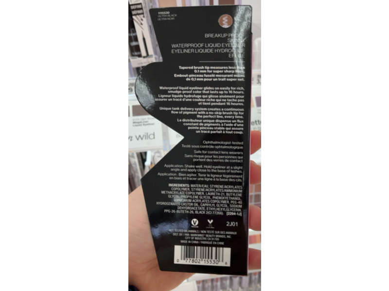 Wet N Wild Breakup Proof Skinny Waterproof Liquid Eyeliner, Ultra Black, 0.017 fl oz/0.5 mL