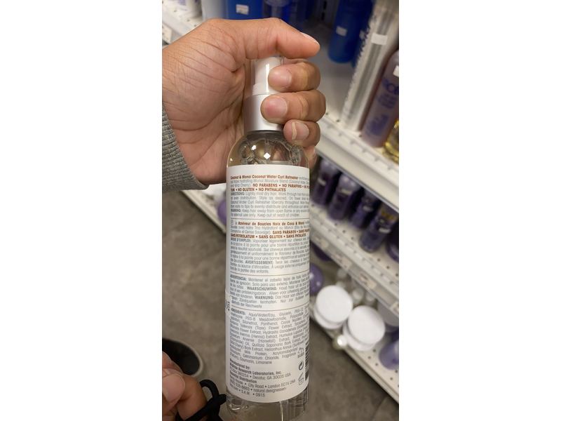 Design Essentials Coconut & Monoi Coconut Water Curl Refresher For Instant Curl Revitalization, 8 oz/236.5 mL