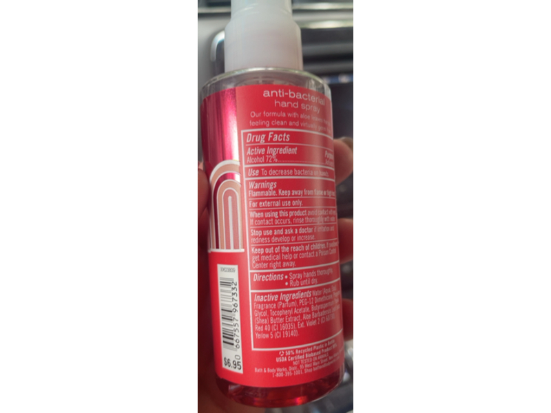Bath & Body Works Anti Bacterial Hand Spray, Watermelon Lemonade, 3 fl oz/88 mL