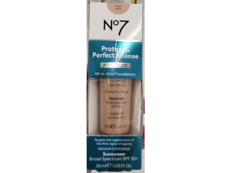 No7 Protect & Perfect Advanced All in One Foundation, Cool Ivory, 1 fl oz/30 mL