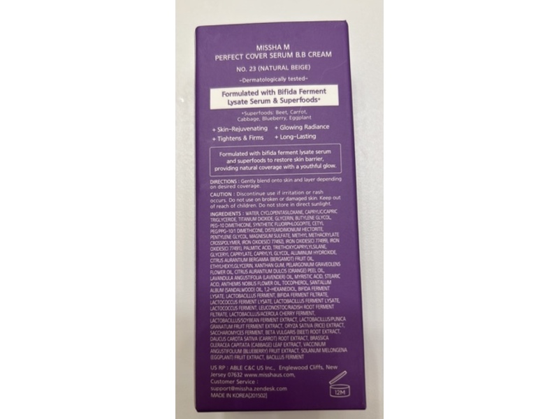 Missha Perfect Cover Serum BB Cream, No. 23, 1.18 fl oz/35 mL