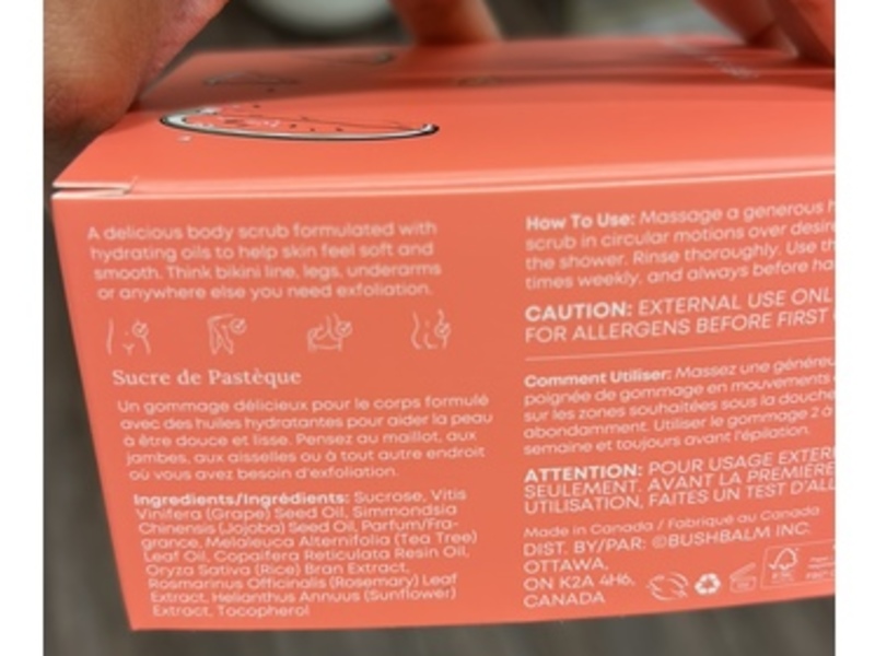 Bushbalm Ingrown Hair Exfoliating Scrub, Watermelon Sugar, 8 fl oz/236 mL