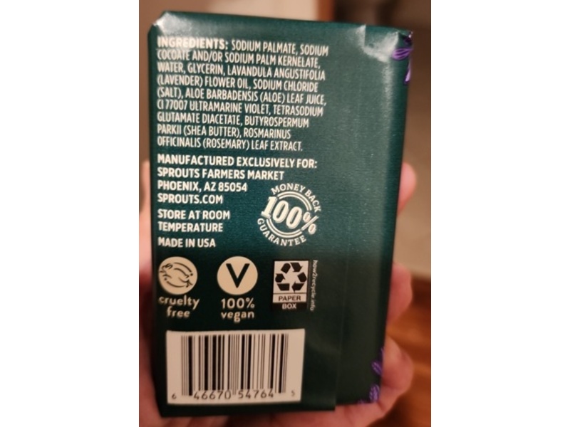 Real Root By Sprouts Moisturizing Bar Soap, Lavender, 4 oz/133 g