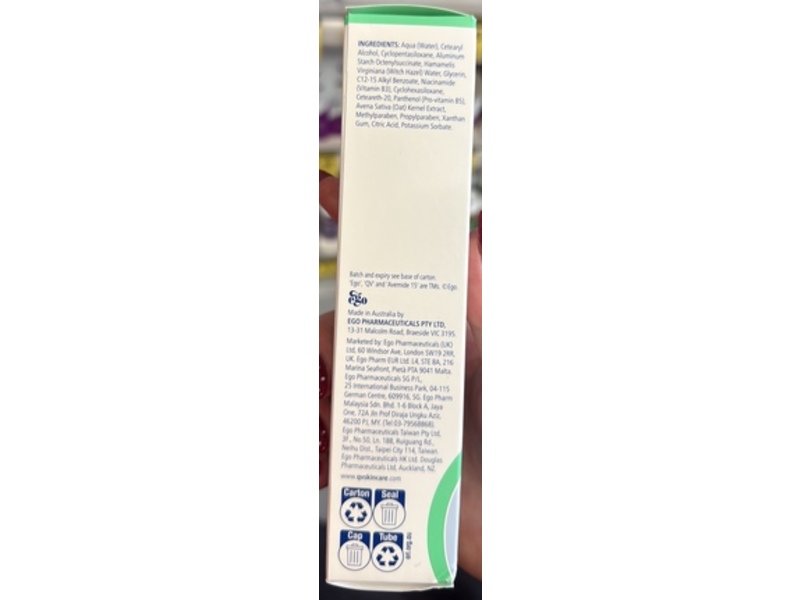 Ego QV Face Oil Free Moisturizer, Pro-Vitamin B5 + Avemide 15, 75 g