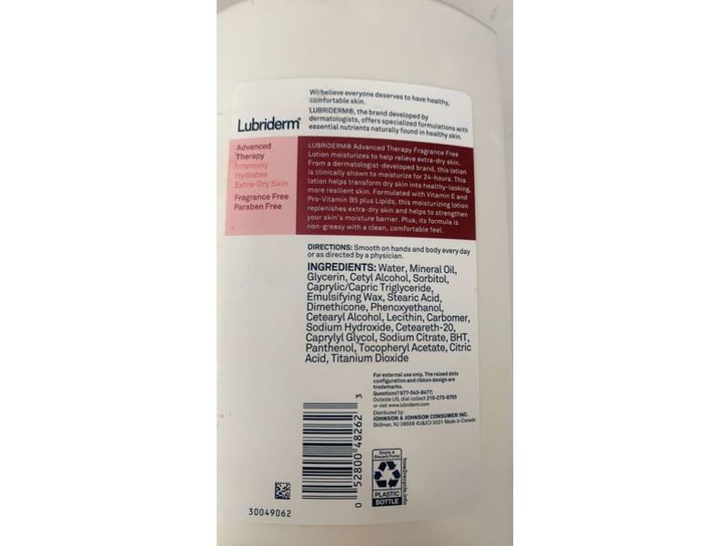 Lubriderm Advanced Therapy Lotion, Fragrance Free, 24 fl oz/709 mL