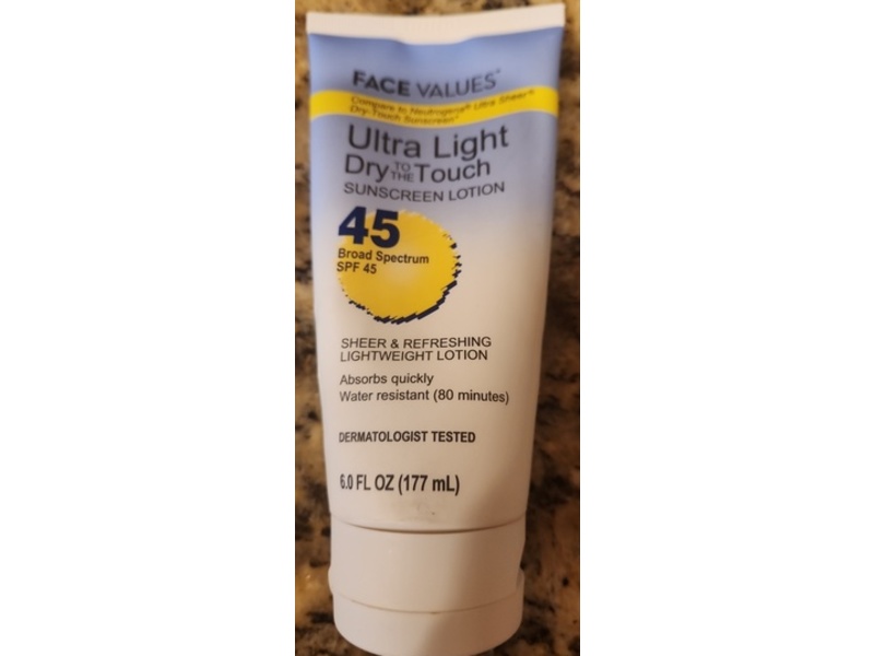 Face Values Ultra Light Sunscreen Lotion, SPF 45, 6.0 fl oz/177 mL