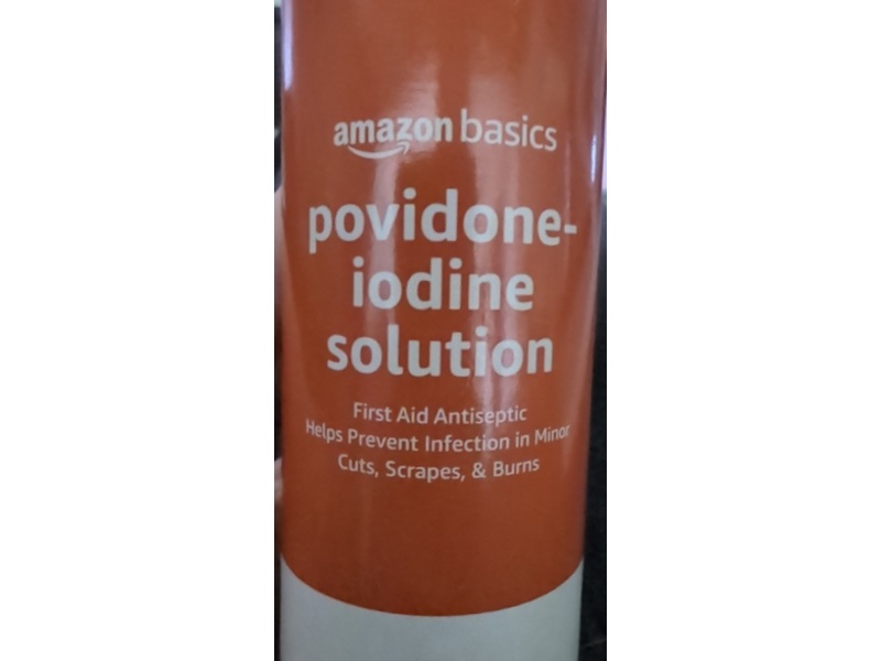 Amazon Basics First Aid Antiseptic Solution, Povidone Iodine, 8 fl oz/237 mL