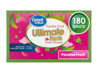 Great Value Ultimate Fresh Dryer Sheets, Paradise Fresh, 180 Count - thumbnail 1