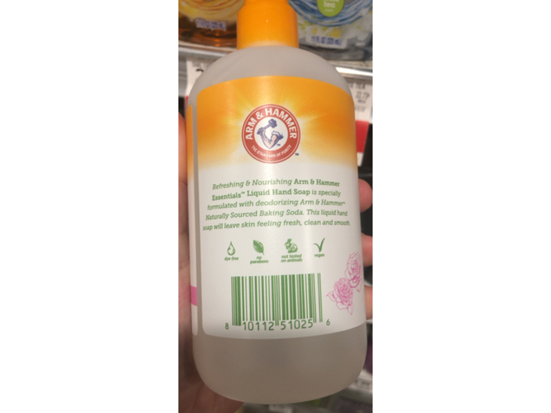 Arm & Hammer Essentials Liquid Hand Soap, Gentle Rose Scent, 14 fl oz/414 mL