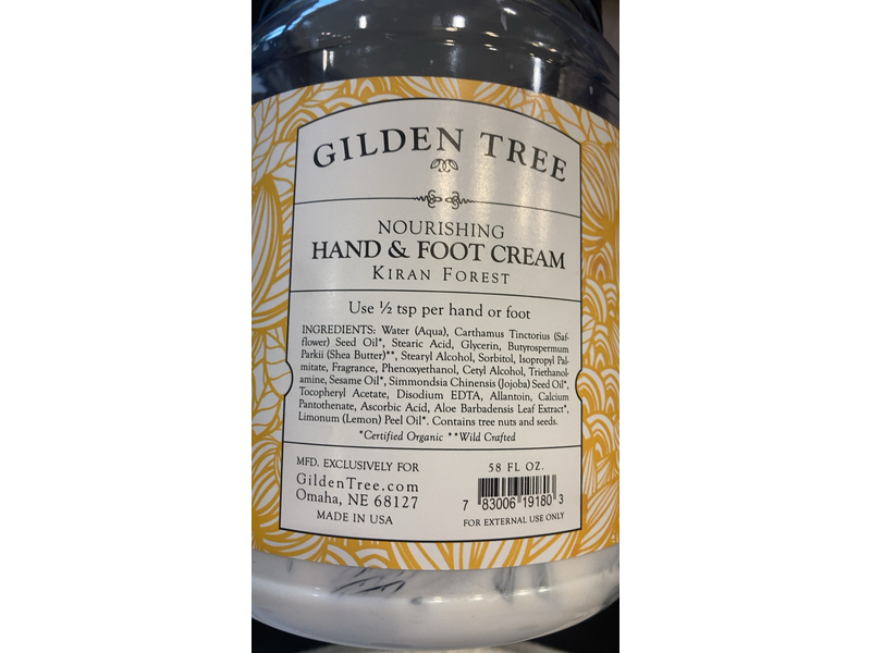 Gilden Tree Nourishing Hand & Foot Cream, Kiran Forest, 58 fl oz