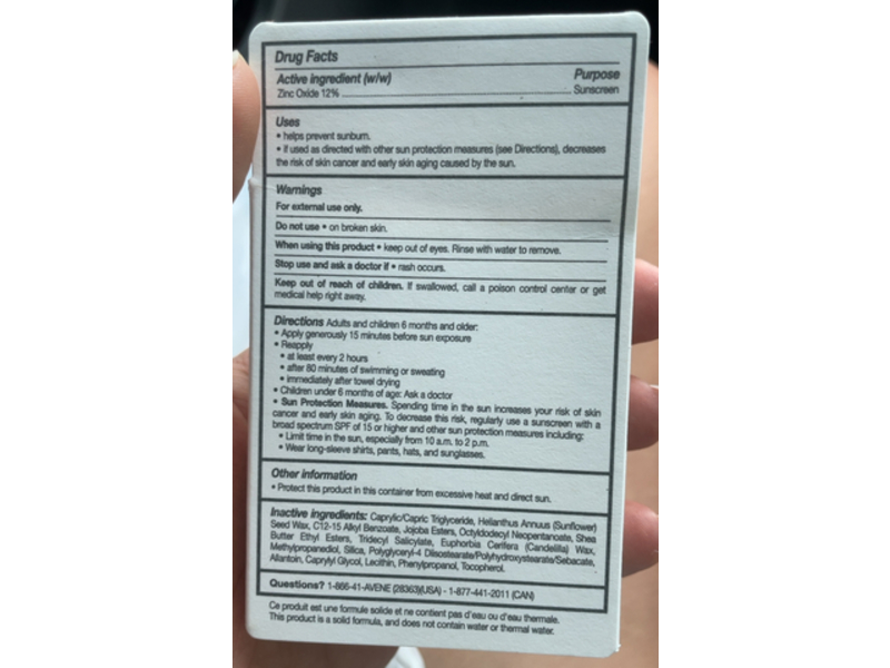 Avene Mineral Sunscreen Stick, SPF 50, 0.5 oz/15 g