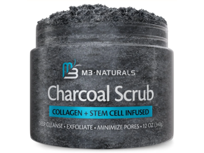 M3 Naturals Charcoal Scrub, Collagen + Stem Cell Infused, 12 oz/340 g