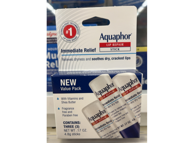 Aquaphor Lip Repair Stick, Vitamins & Shea Butter, 0.17 oz/4.8 g