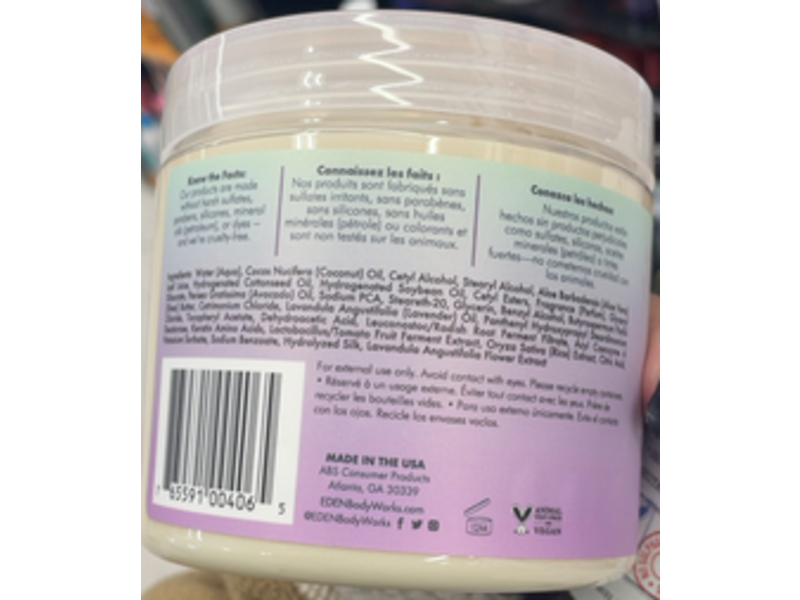 Eden BodyWorks Hair + Body Butter, Lavender Aloe, 16 fl oz/473 mL