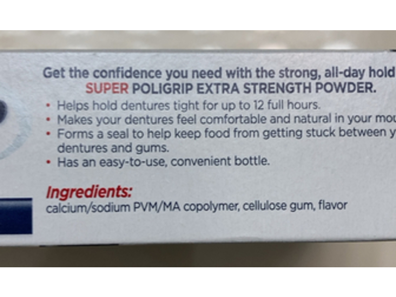 Poligrip Extra Strenght Denture Advesive Powder, 1.6 oz/45 g