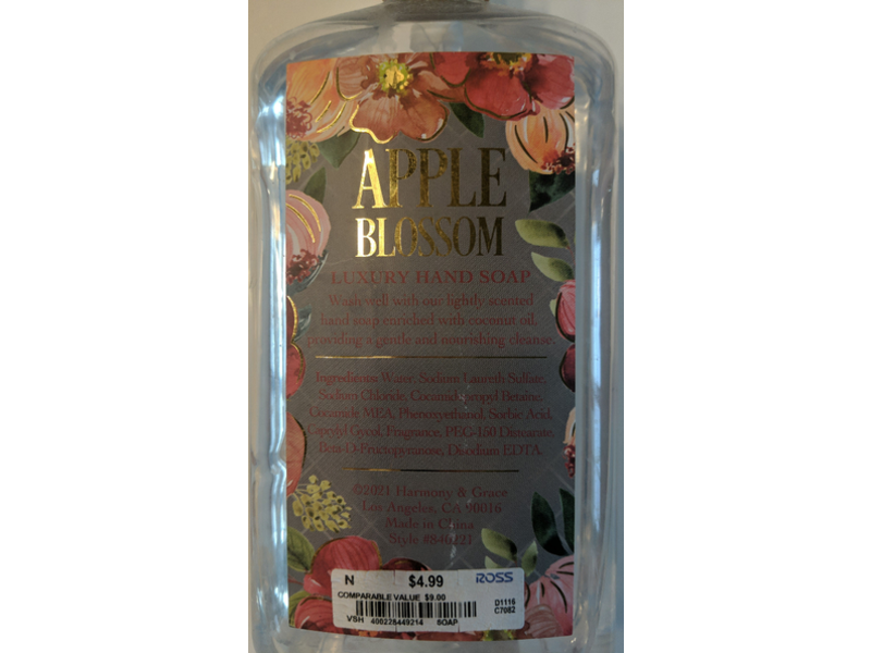Harmony & Grace Hand Soap, Apple Blossom, 25 fl oz/750 mL