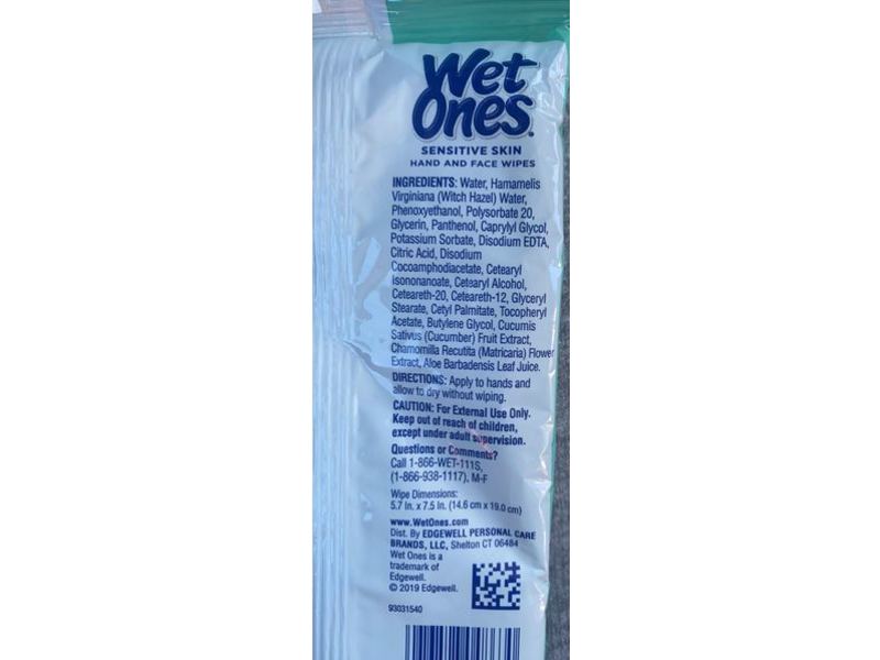 Wet Once Sensitive Skin Hand And Face Wipes, Fragrence Free, 20 Wipes