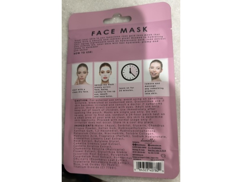 Danielle Creations Shimmer Face Mask, Rose Gold, 0.88 oz/25 g