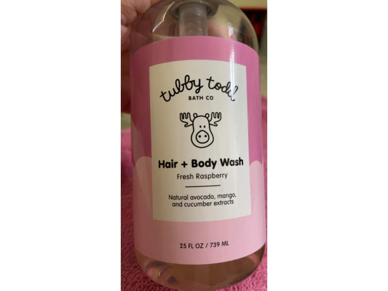 Tubby Todd Bath Co Hair + Body Wash, Fresh Raspberry, 25 fl oz/739 mL