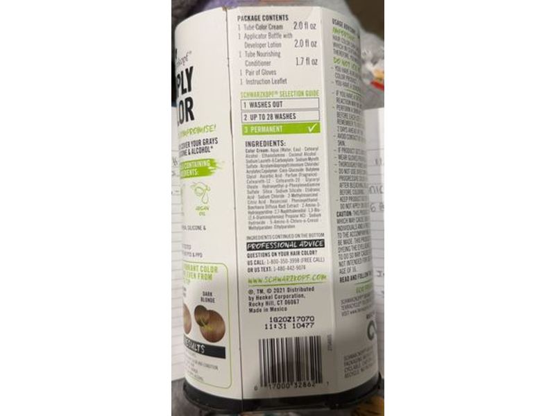 Schwarzkopf Simply Color, 8.16 Medium Blond, 1 Application