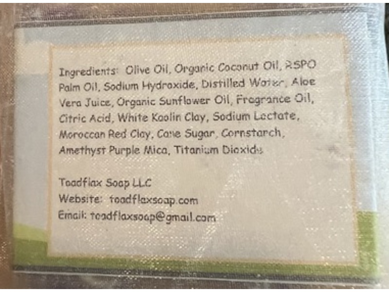 Toadflax Handmade Soap, Patchouli Sandalwood, 4.2 oz/120 g