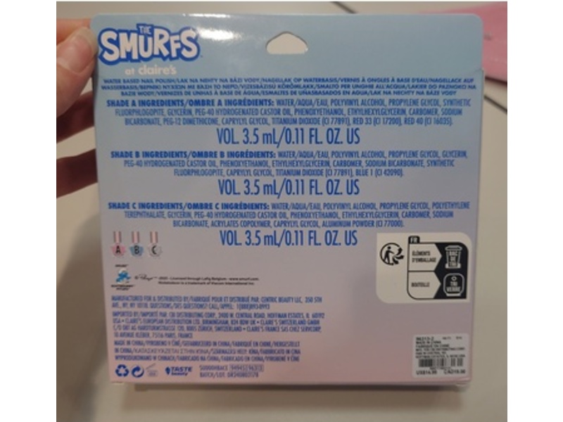 Claire's Smurfs Nail Polish Set, 0.11 fl oz/3.5 mL