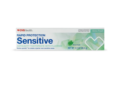 CVS Health Rapid Protection Sensitive Toothpaste, Extra Fresh, 3.4 oz/96.4 g