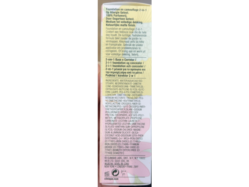 Clinique Beyond Perfecting Foundation + Concealer, WN 48 Oat, 1 fl oz/30 mL