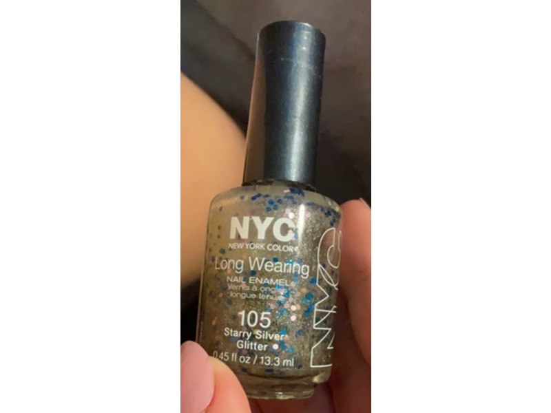 N.Y.C. New York Color Long Wearing Nail Enamel, Starry Silver Glitter, 0.45 fl oz